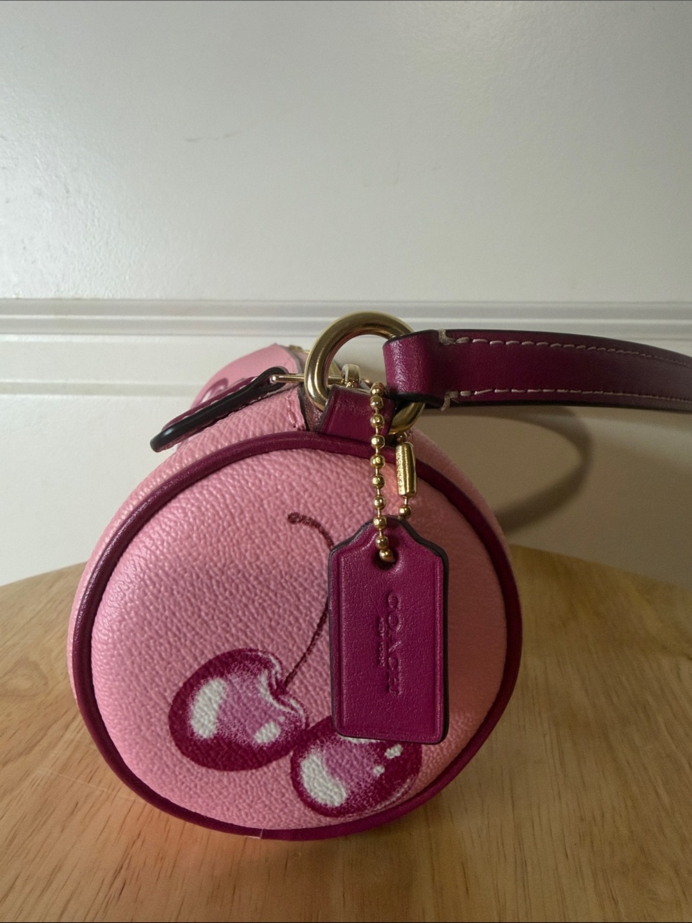 Coach Pink Cherry Barrel Mini Bag with Magenta Trim - Picture 3 of 9